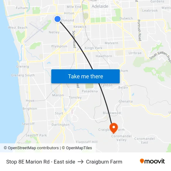 Stop 8E Marion Rd - East side to Craigburn Farm map