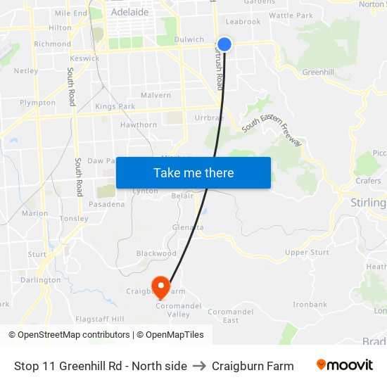 Stop 11 Greenhill Rd - North side to Craigburn Farm map