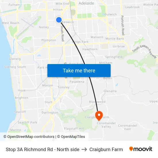 Stop 3A Richmond Rd - North side to Craigburn Farm map