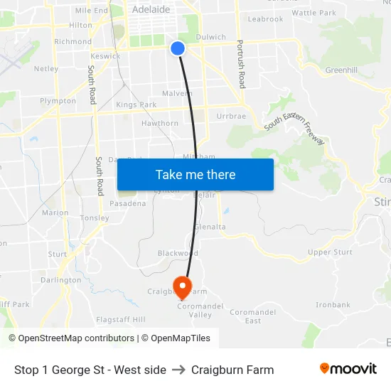 Stop 1 George St - West side to Craigburn Farm map