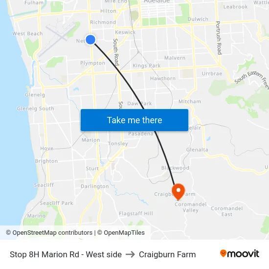 Stop 8H Marion Rd - West side to Craigburn Farm map