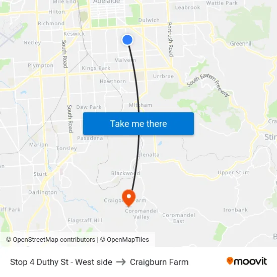 Stop 4 Duthy St - West side to Craigburn Farm map