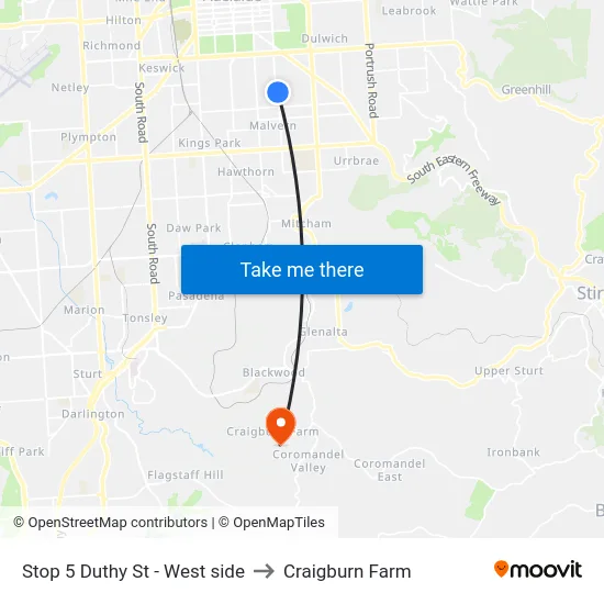 Stop 5 Duthy St - West side to Craigburn Farm map
