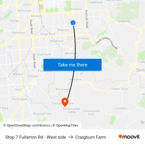 Stop 7 Fullarton Rd - West side to Craigburn Farm map