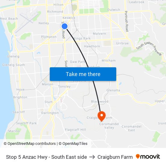 Stop 5 Anzac Hwy - South East side to Craigburn Farm map