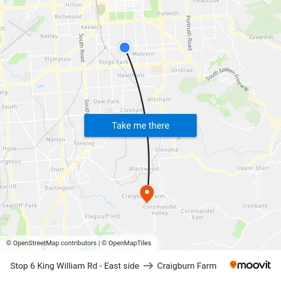 Stop 6 King William Rd - East side to Craigburn Farm map