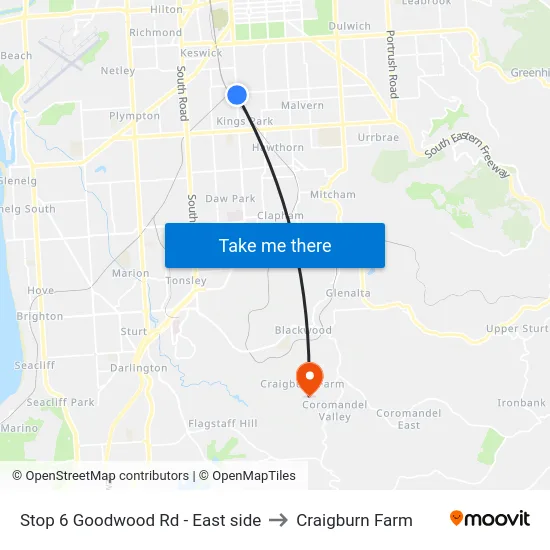 Stop 6 Goodwood Rd - East side to Craigburn Farm map