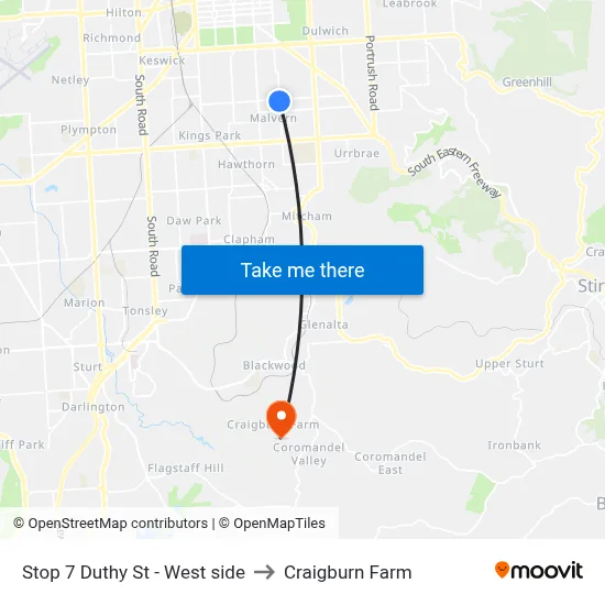 Stop 7 Duthy St - West side to Craigburn Farm map