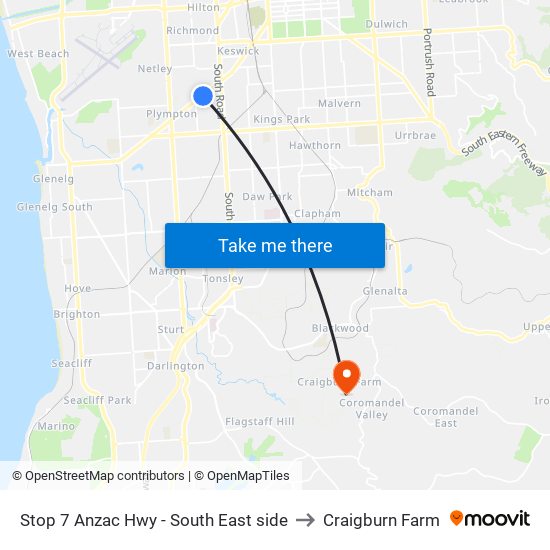 Stop 7 Anzac Hwy - South East side to Craigburn Farm map