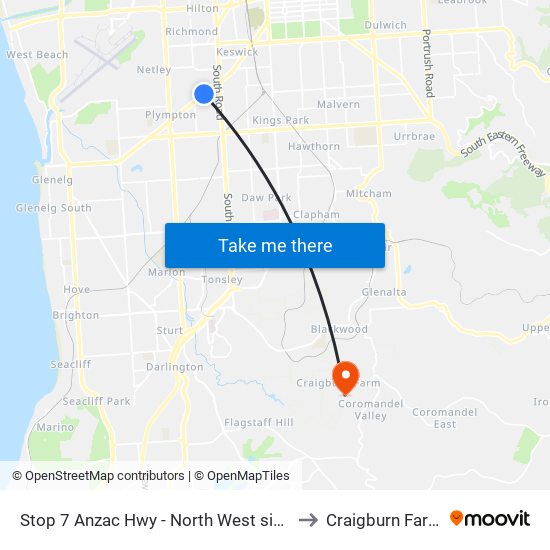 Stop 7 Anzac Hwy - North West side to Craigburn Farm map