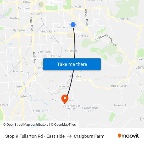 Stop 9 Fullarton Rd - East side to Craigburn Farm map