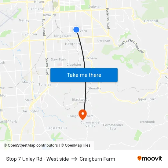 Stop 7 Unley Rd - West side to Craigburn Farm map