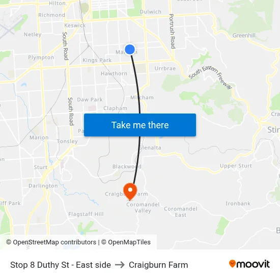 Stop 8 Duthy St - East side to Craigburn Farm map