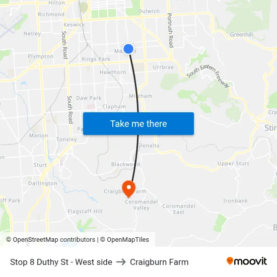Stop 8 Duthy St - West side to Craigburn Farm map