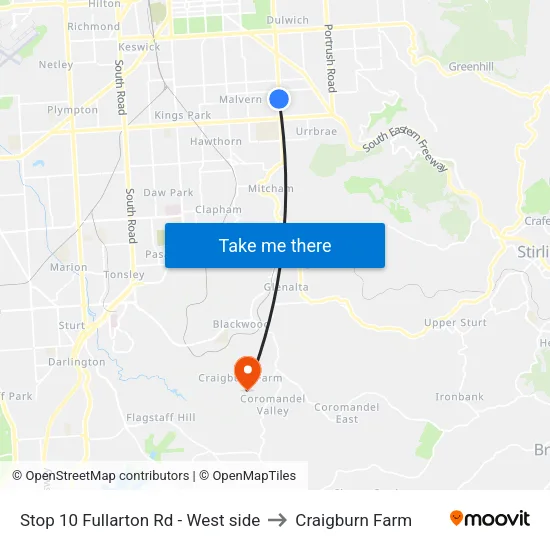 Stop 10 Fullarton Rd - West side to Craigburn Farm map