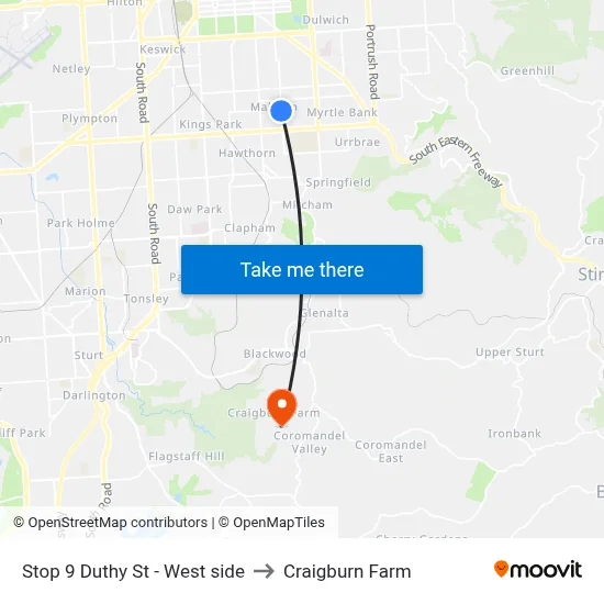 Stop 9 Duthy St - West side to Craigburn Farm map