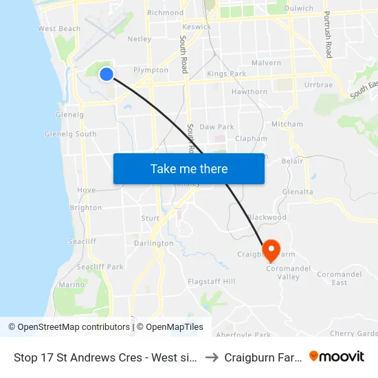 Stop 17 St Andrews Cres - West side to Craigburn Farm map
