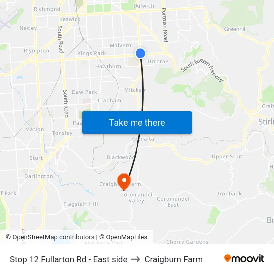Stop 12 Fullarton Rd - East side to Craigburn Farm map