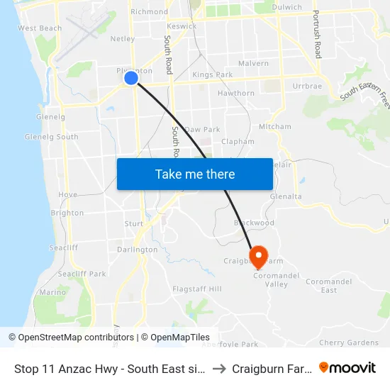 Stop 11 Anzac Hwy - South East side to Craigburn Farm map