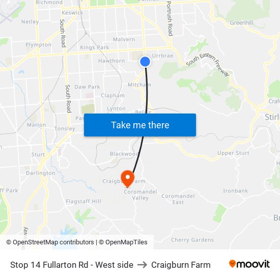 Stop 14 Fullarton Rd - West side to Craigburn Farm map