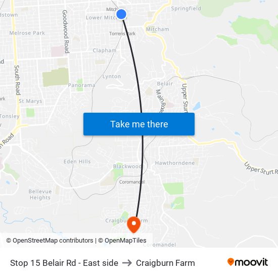 Stop 15 Belair Rd - East side to Craigburn Farm map