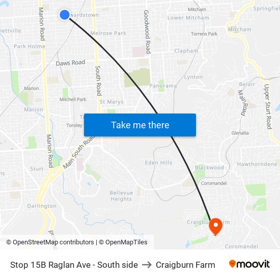 Stop 15B Raglan Ave - South side to Craigburn Farm map