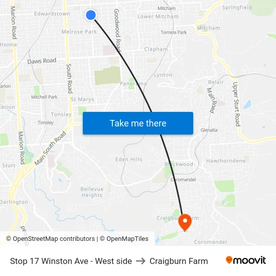 Stop 17 Winston Ave - West side to Craigburn Farm map