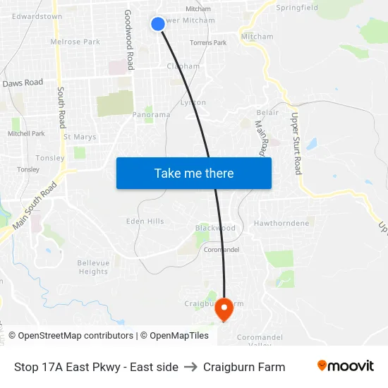 Stop 17A East Pkwy - East side to Craigburn Farm map