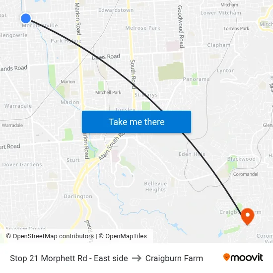 Stop 21 Morphett Rd - East side to Craigburn Farm map