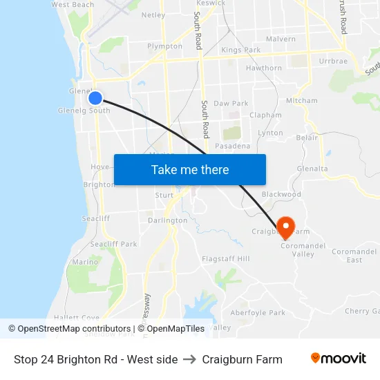 Stop 24 Brighton Rd - West side to Craigburn Farm map