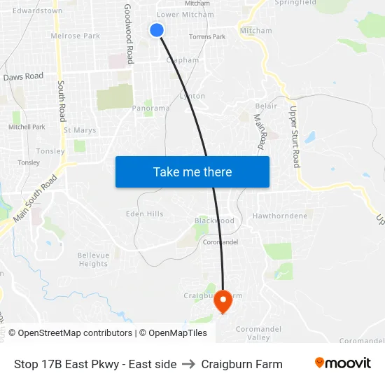 Stop 17B East Pkwy - East side to Craigburn Farm map