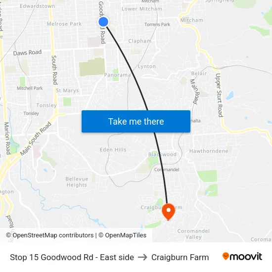Stop 15 Goodwood Rd - East side to Craigburn Farm map