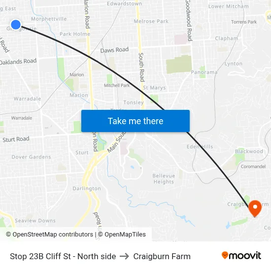 Stop 23B Cliff St - North side to Craigburn Farm map
