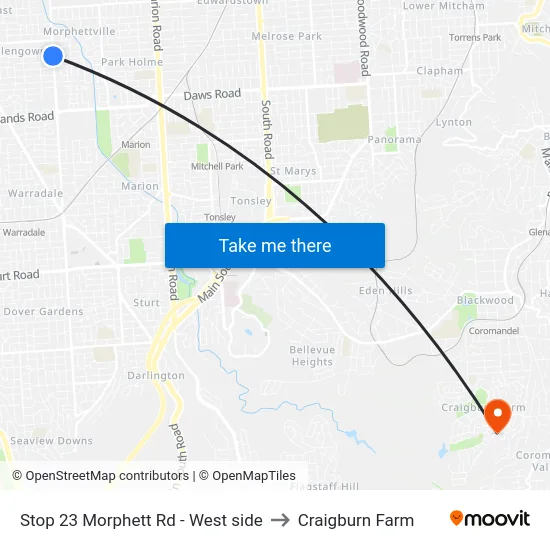 Stop 23 Morphett Rd - West side to Craigburn Farm map