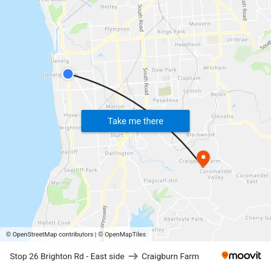 Stop 26 Brighton Rd - East side to Craigburn Farm map