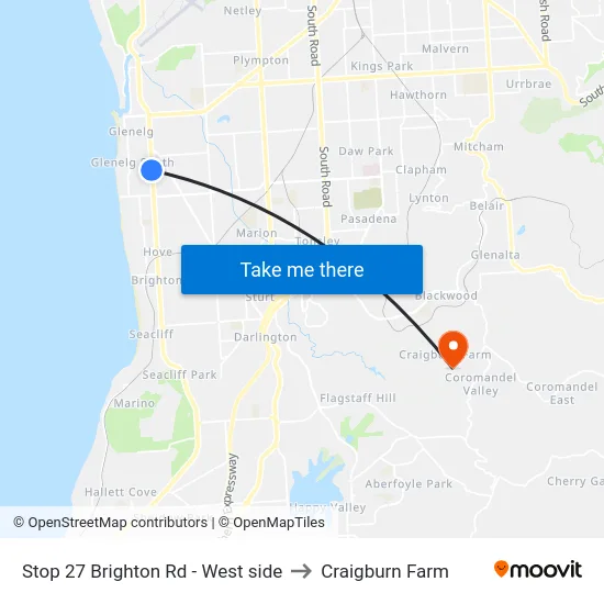 Stop 27 Brighton Rd - West side to Craigburn Farm map
