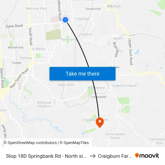 Stop 18D Springbank Rd - North side to Craigburn Farm map