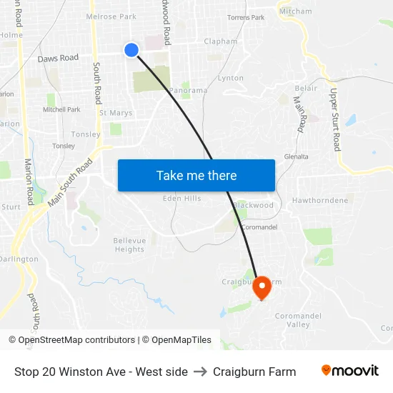 Stop 20 Winston Ave - West side to Craigburn Farm map