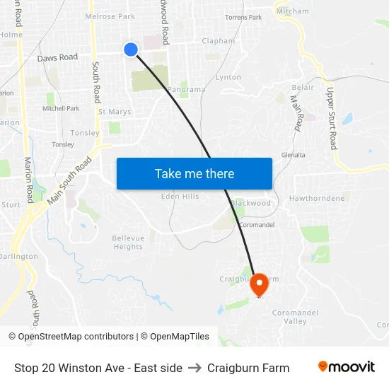 Stop 20 Winston Ave - East side to Craigburn Farm map