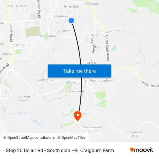 Stop 20 Belair Rd - South side to Craigburn Farm map