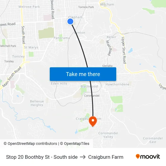 Stop 20 Boothby St - South side to Craigburn Farm map