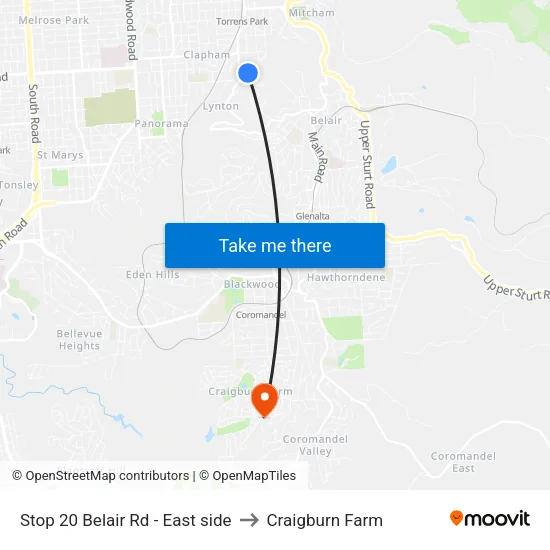 Stop 20 Belair Rd - East side to Craigburn Farm map