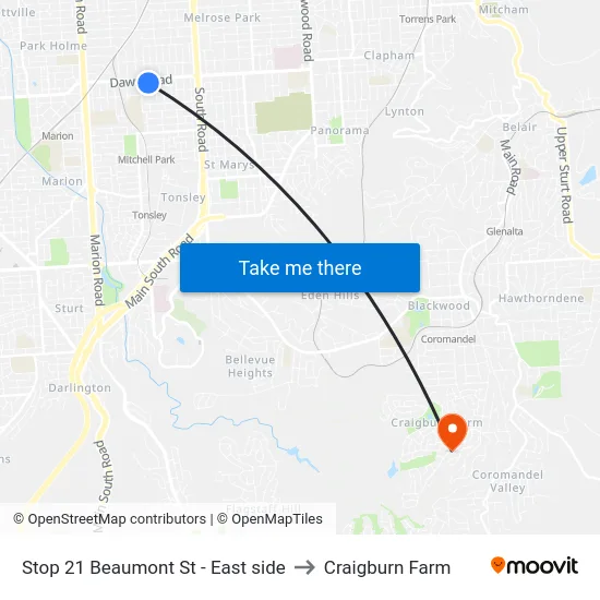 Stop 21 Beaumont St - East side to Craigburn Farm map