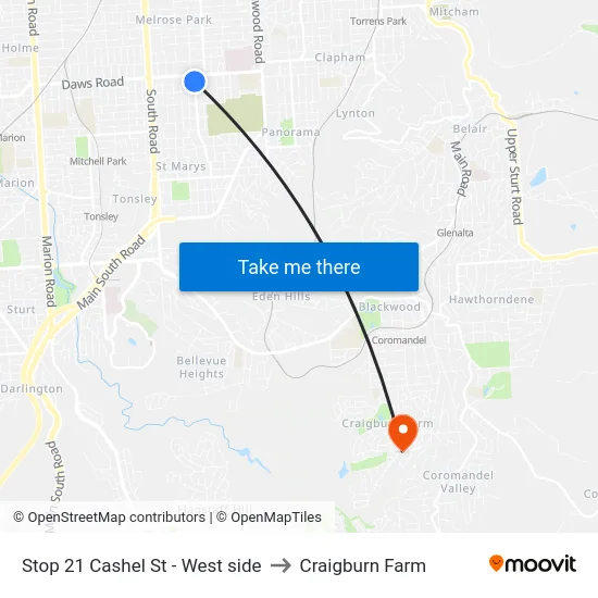 Stop 21 Cashel St - West side to Craigburn Farm map