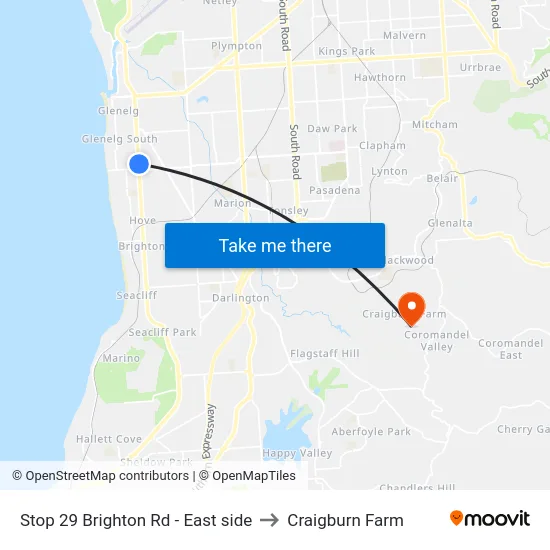 Stop 29 Brighton Rd - East side to Craigburn Farm map