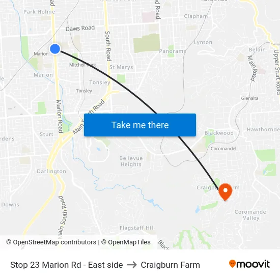 Stop 23 Marion Rd - East side to Craigburn Farm map