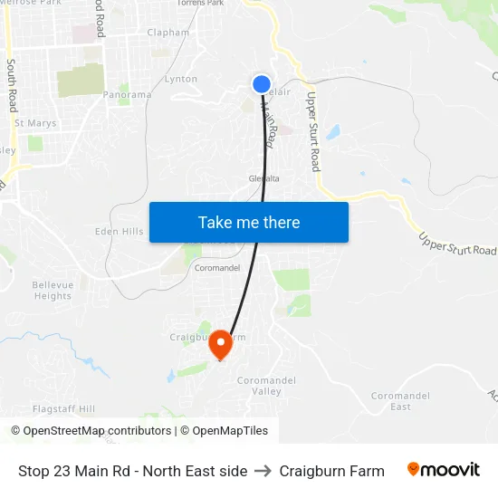 Stop 23 Main Rd - North East side to Craigburn Farm map