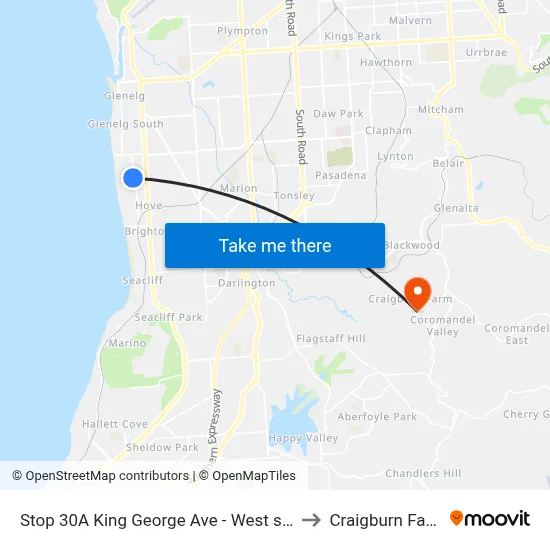 Stop 30A King George Ave - West side to Craigburn Farm map