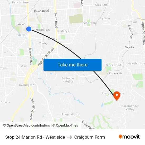 Stop 24 Marion Rd - West side to Craigburn Farm map