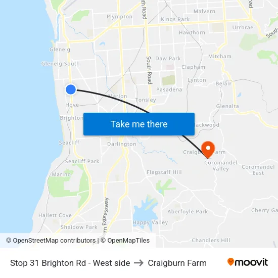 Stop 31 Brighton Rd - West side to Craigburn Farm map